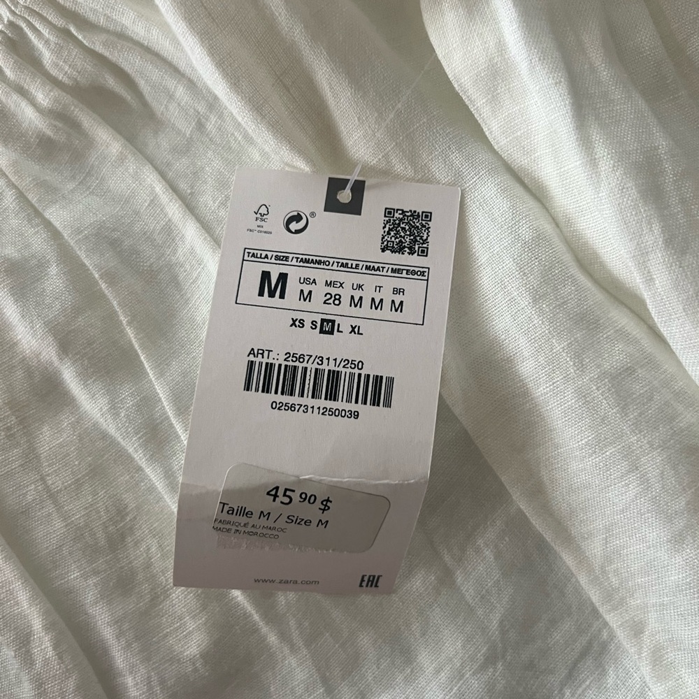 Zara Linen Bohemian Shirt | New with Tags | Elegant Neck Detail | Size M - Picture 12 of 15